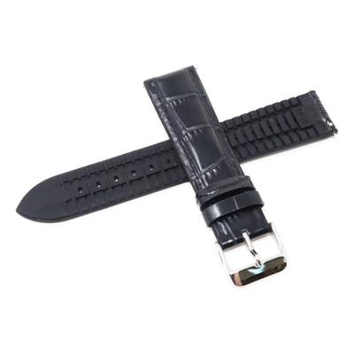 Seiko RS02C20BK Genuine Leather Rubber Watch Band 20mm Black Strap