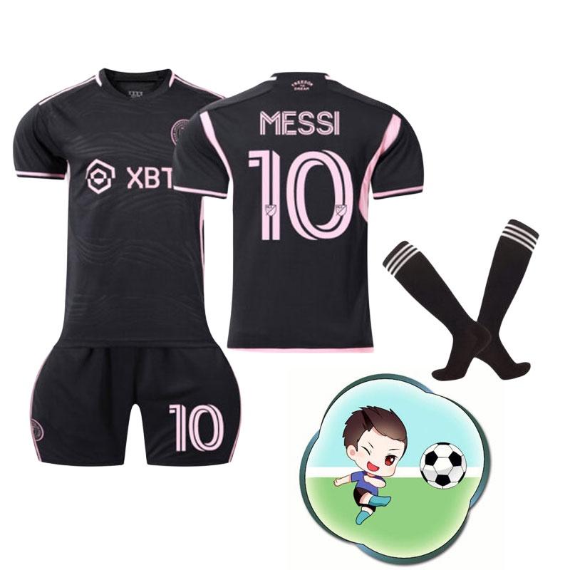 Miami Messi 10 Mls Fußballtrikot Set Heim Auswärts Schwarz Rosa Polyesterstoff Beinhaltet Trikot Hose Socken