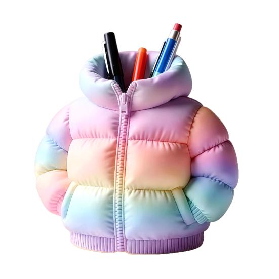Pencil Case Down Jacket-Shaped Large Capacity Storage Organizer for Makeup Brushes And Stationery