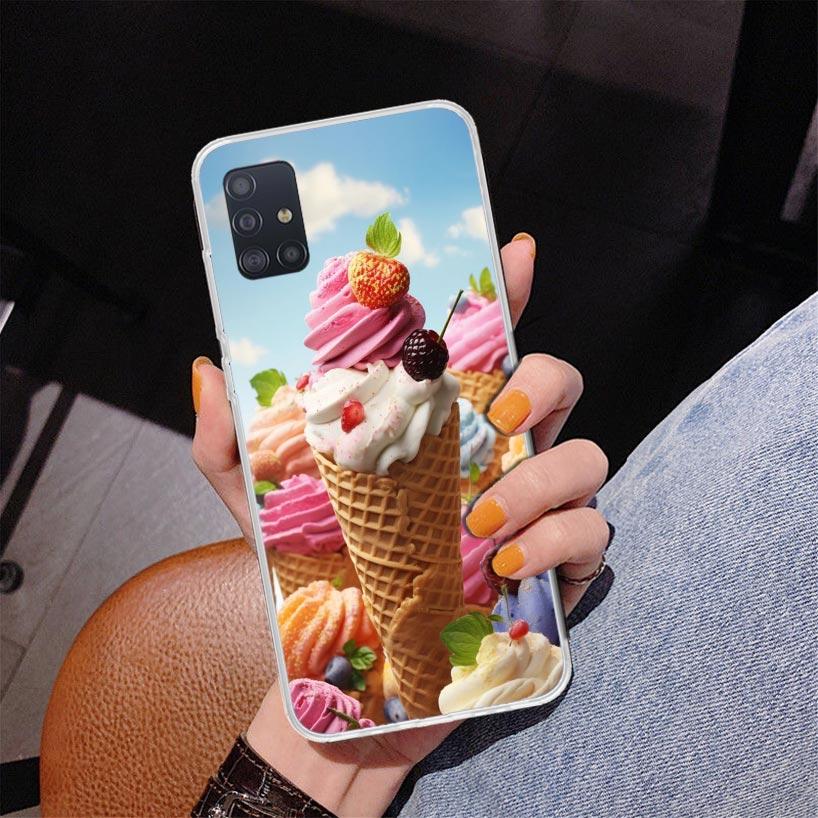 Macaron Ice Cream Cake Doughnut Phone Case For Samsung Galaxy A52 A32 A22 A12 A51 A31 A50S A30S A20S A10S Note 20 Ultra 10 Plus