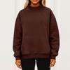 Women's Fashionable Casual Color Round Neck Long Sleeved Pullover Loose Sports Shirt Sweatshirt Top