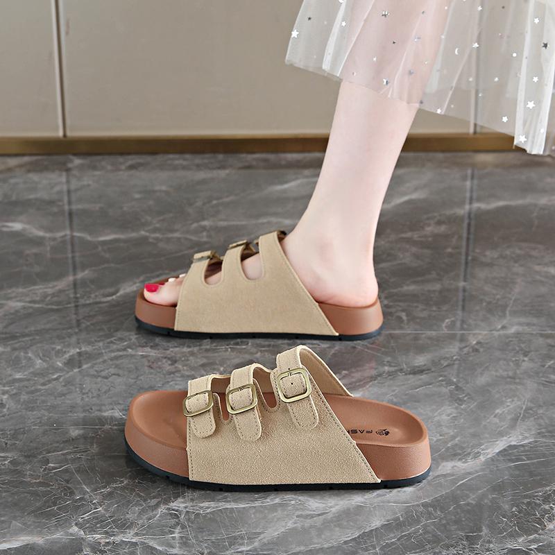 Mode 2025 Mode Dicke Sohle Damen Hausschuhe Sommer Neue Damen Sandalen Luxus Designer Sandalen Flache Schuhe für Damen