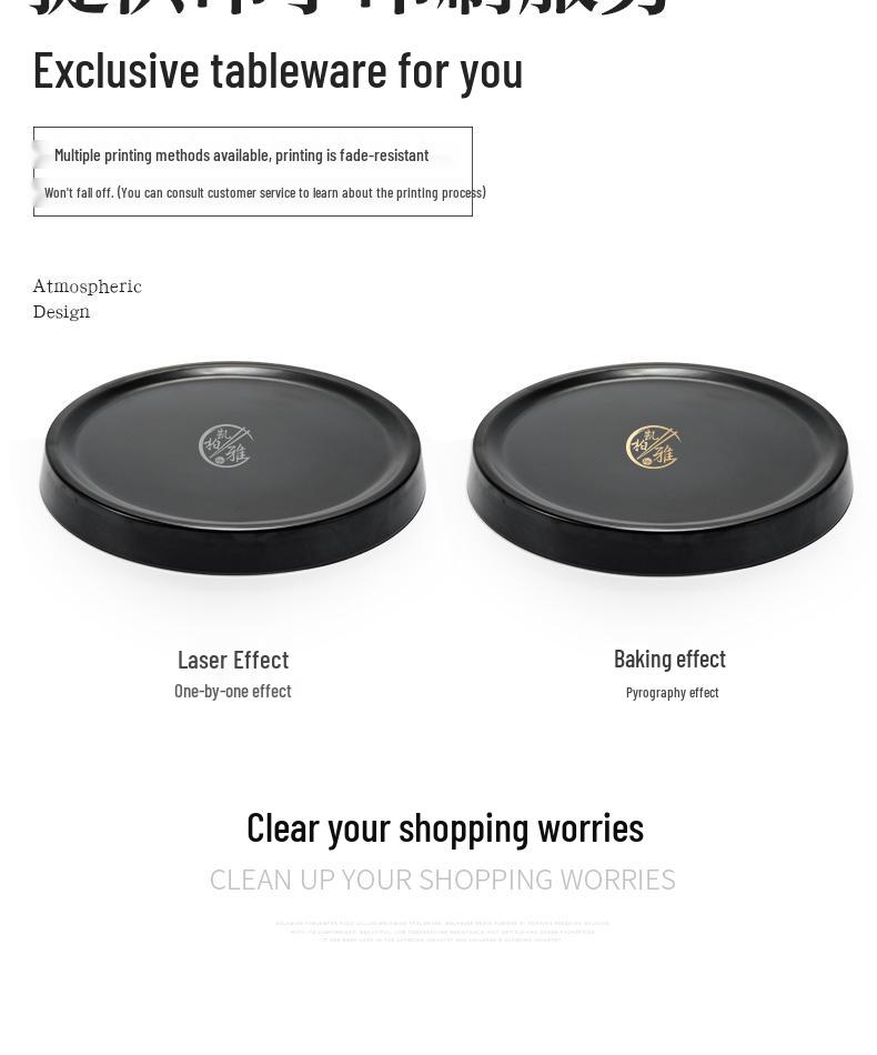 Black Melamine Japanese Sushi Tray - Long Shallow Plate for BBQ & Food Arrangement