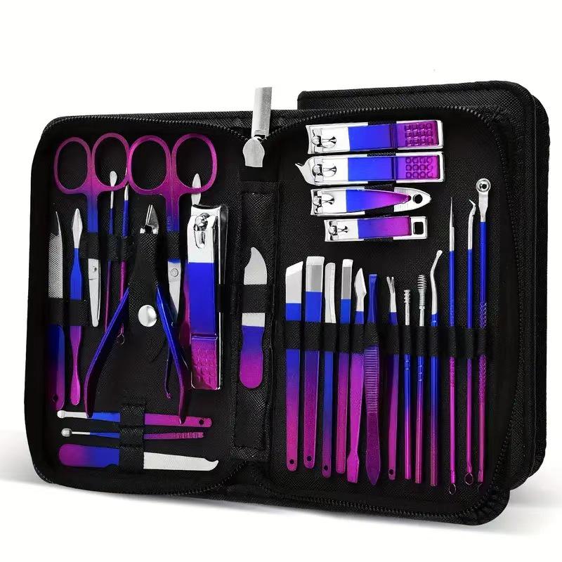 Stainless Steel Gradient Nail Clipper & Manicure Tool Set: Flat-Mouth Clipper & Eagle-Mouth Pliers