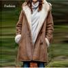 Winter Women's Coat Medium Long Hooded Casual Button Cardigan Warm Solid Color Simple Original Style