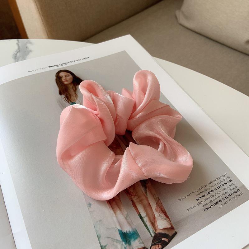 Haarring aus Satin im koreanischen Stil in Volltonfarbe – Haargummi aus schimmerndem Garn