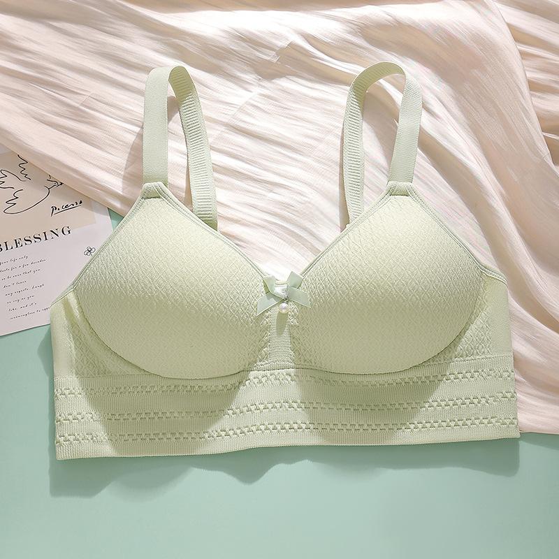

Бесшовное нижнее белье большого размера с фиксированной чашкой для женщин, собирающееся без бюстгальтера со стальным кольцом против провисания 42/95C светло-зеленый