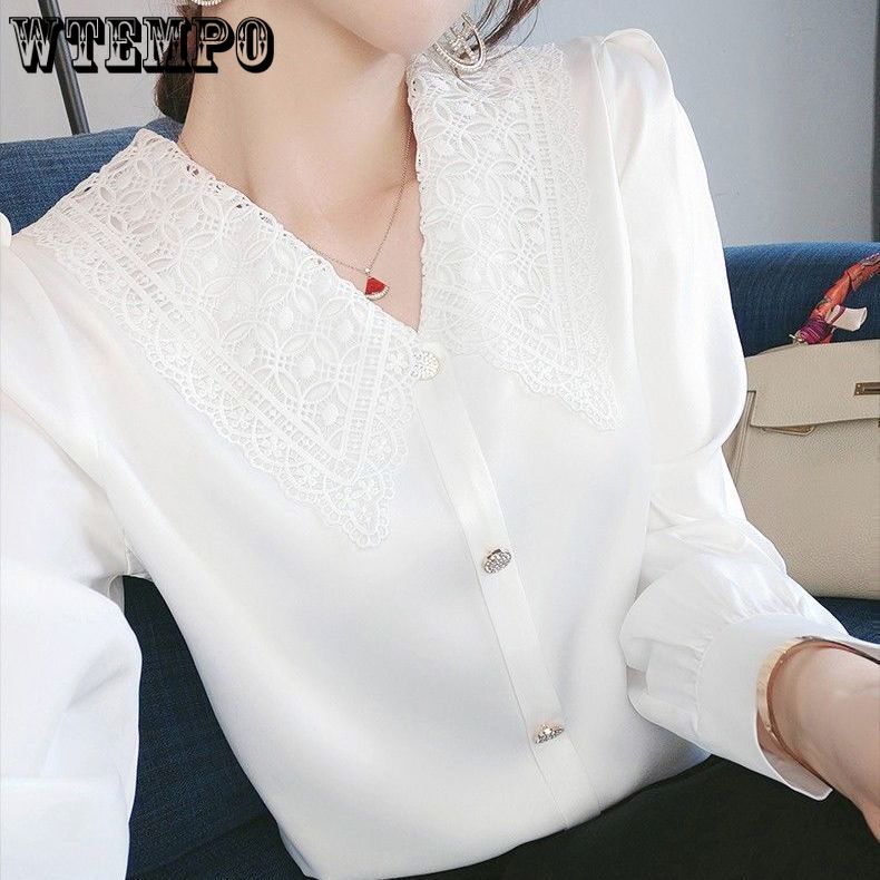 Temperament Versatile Chiffon Shirt for Women Base Shirt Doll Collar Shirt