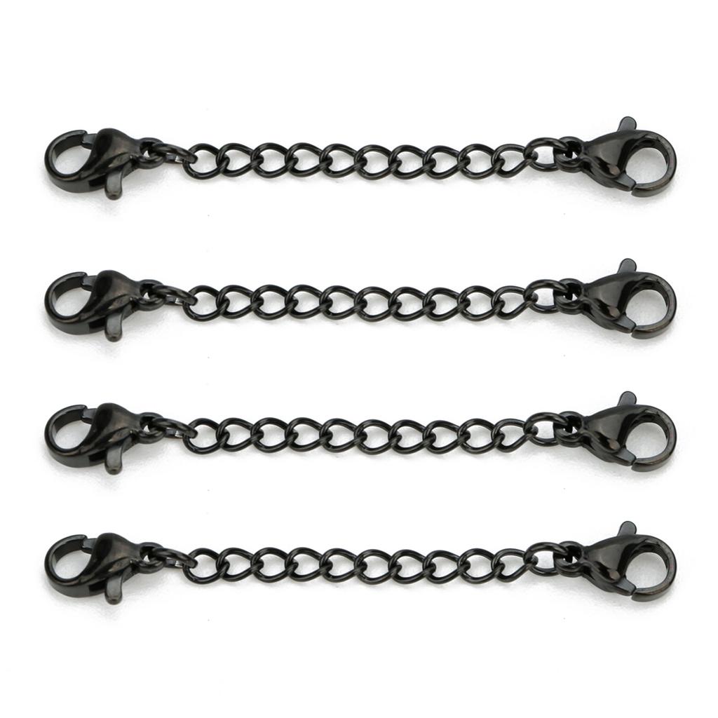 Louleur 5Pcs Stainless Steel Extension Chains With Lobster Clasp Necklace Extender Chain Extended Tail Chains For Diy Bracelet