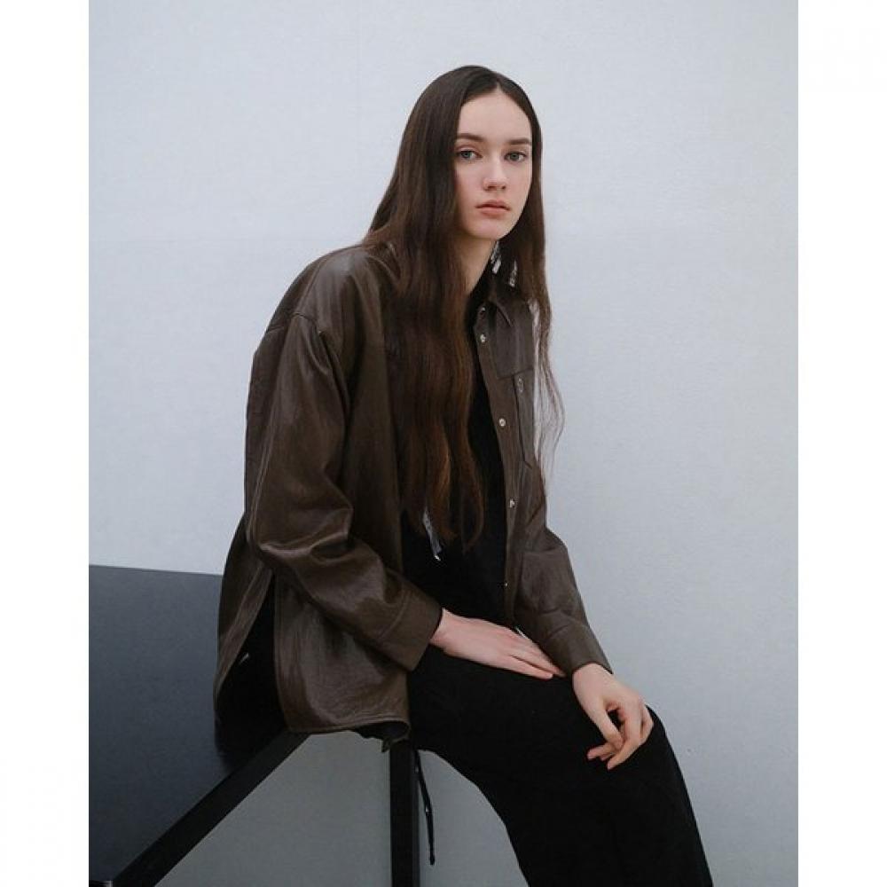 Gnarly Fake Leather Pocket Long Blouse Er4wb160