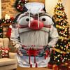 Men's Long Sleeve Hooded Sweatshirt with Christmas Print for Holiday Casual Wear