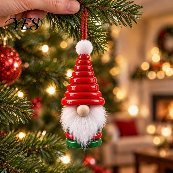 DIY Ornament Making Set Christmas Button Pendant Craft Kit for Kids Adults, Handmade Santa Hat/Bell/Gnome/Wreath Hanging Kindergarten Project