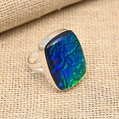 Anillo de plata de ley 925 con piedra preciosa de ópalo triplete australiano azul hecho a mano