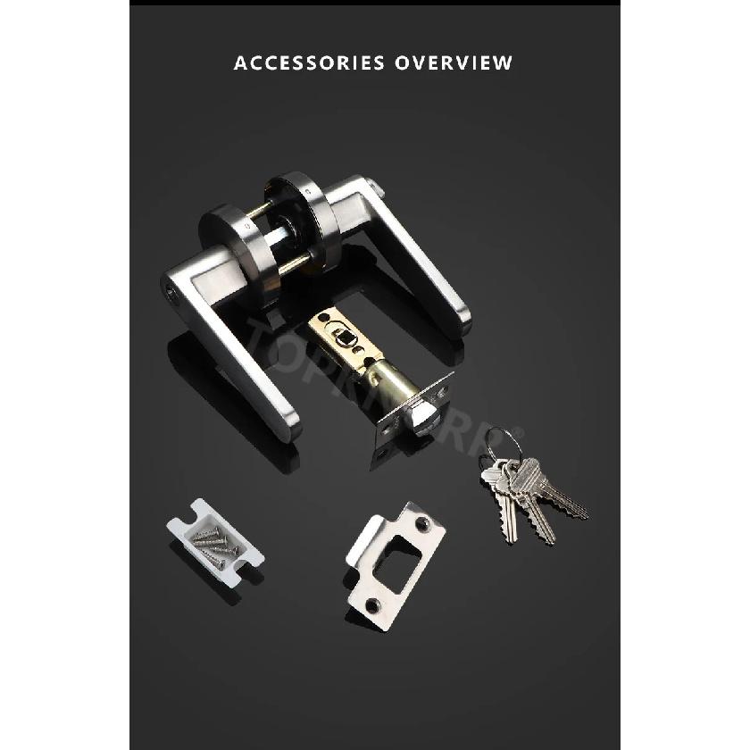 304 Stainless Steel Ball Lock Indoor Wooden Door With Key Bathroom Door Handle Household Silent Thickened Anti-theft Door Lock