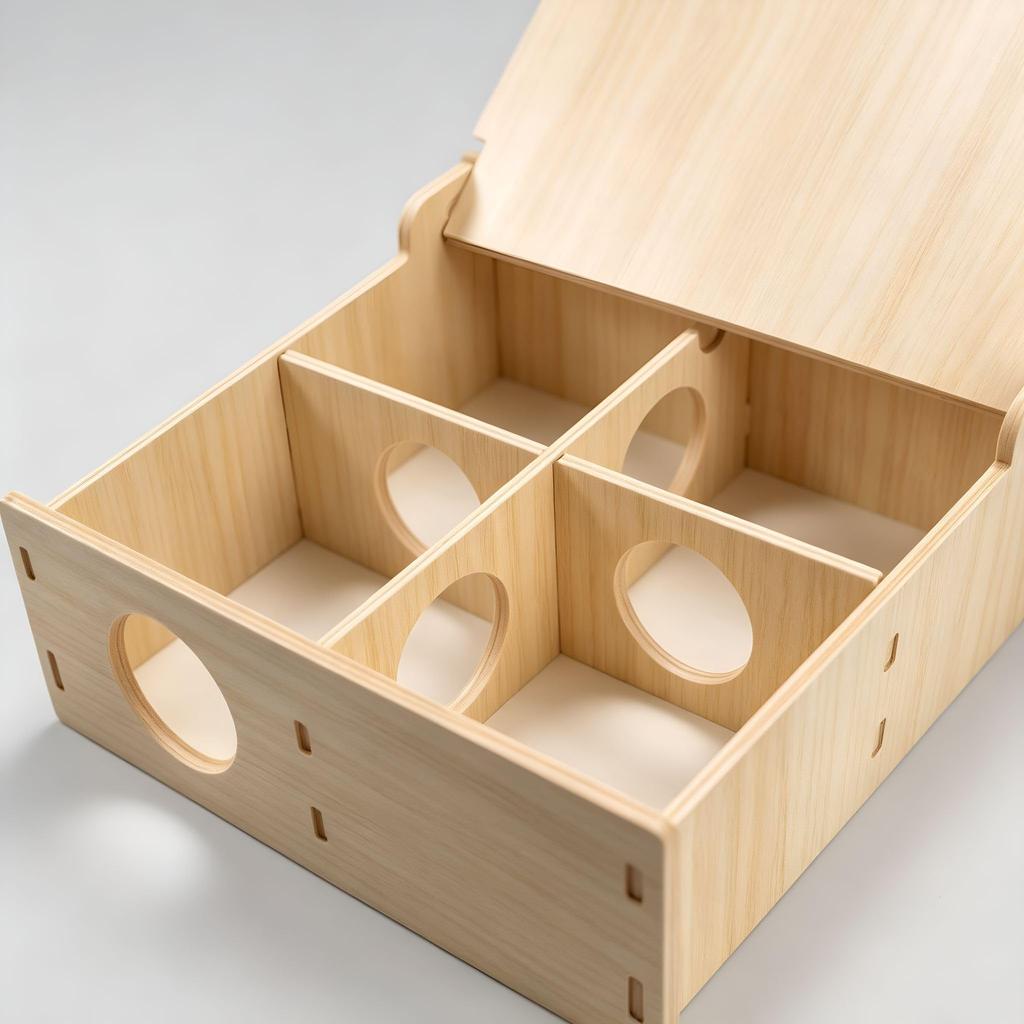 Natural Wood Multi- Hideout Tunnel with Ventilation for Small Pet Accessory