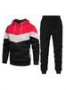 2026 Men's Three-Color Patchwork Hoodie: Trendy Versatile Casual Sports Sweatshirt Set
