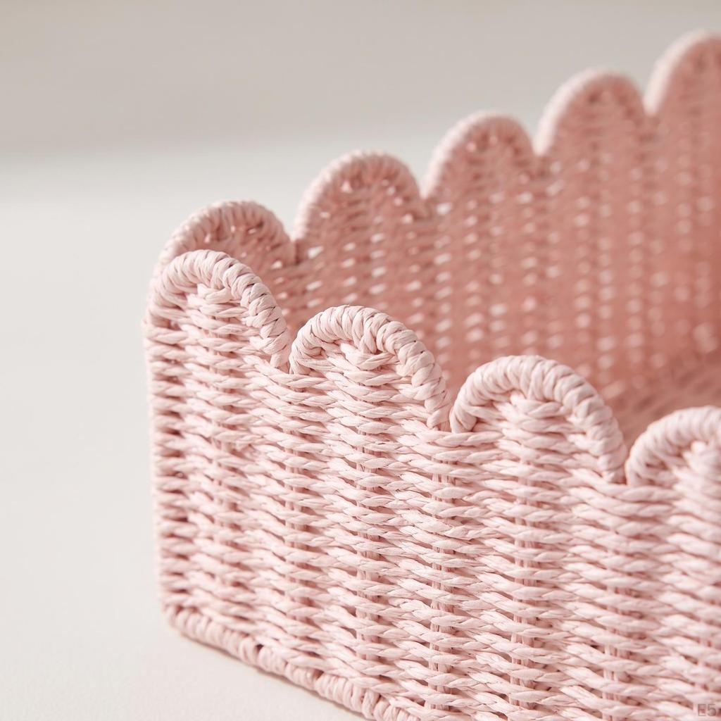 Handwoven Braided Container Basket | Paper Rope Basket, for Shelf Large 44x35x17 CM