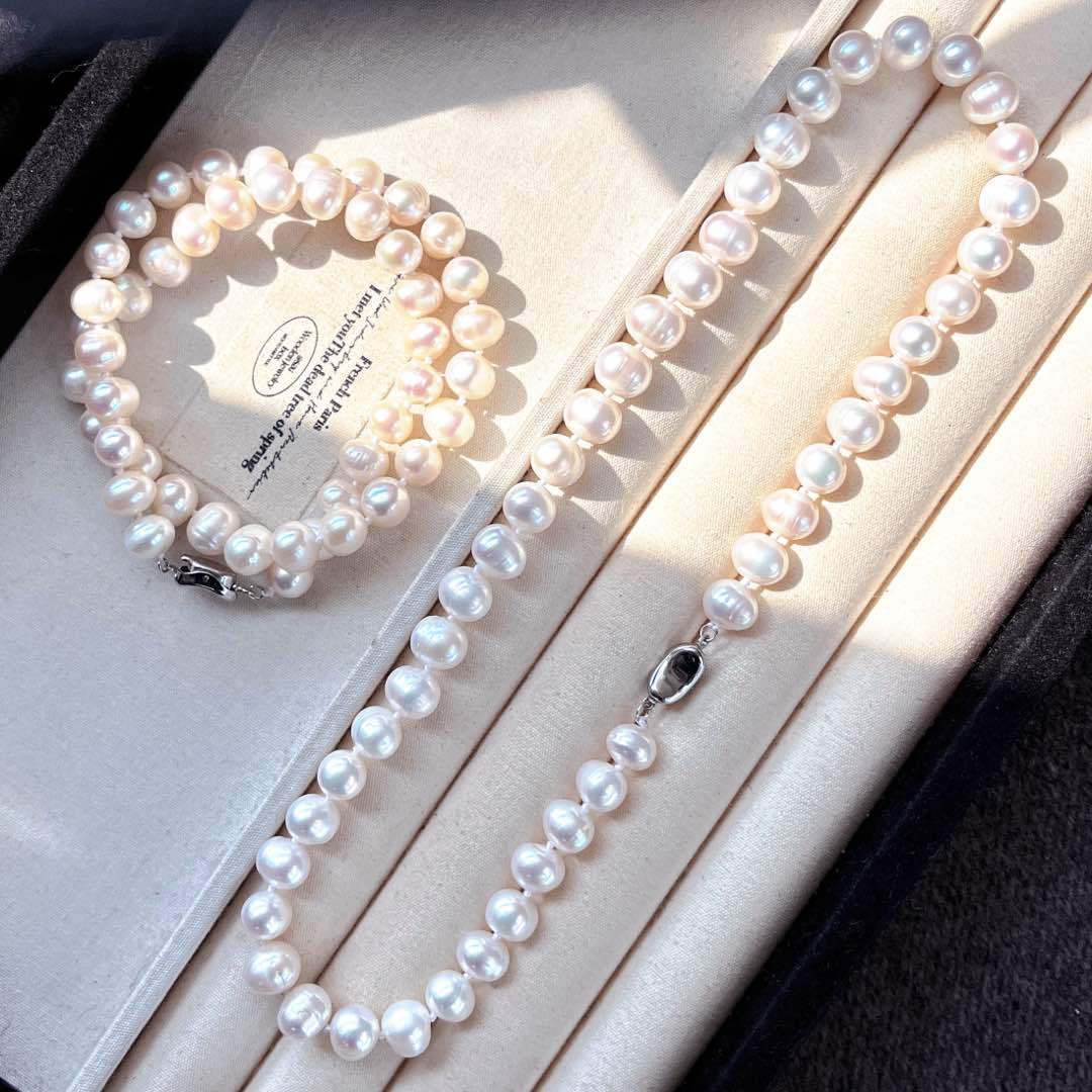 9-10Mm Natural Freshwater Pearl Necklace Clavicle Chain