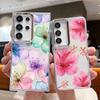 Watercolor Flowers Print Case For Samsung S26 S25 Ultra S24 FE S23 Plus S22 S21 A15 A16 A17 A35 A36 A37 A54 A55 A56 A57 5G Plating Lens Soft Cover