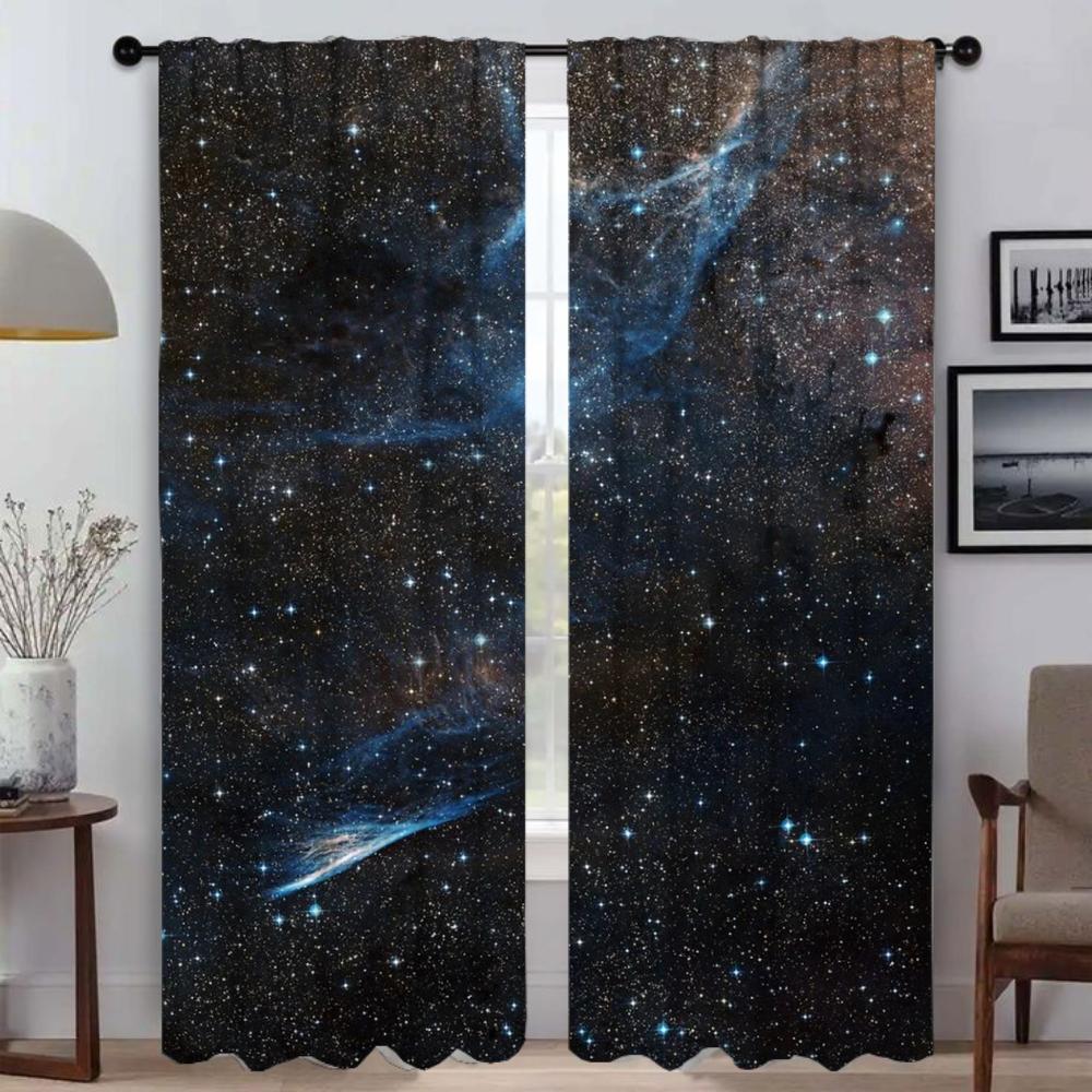 Kosmiczna Mgławica Zasłony Kuchenne do Dekoracji Aparatu na Halloween Zasłona Okienna do Pokoju 2 Panele Rolety Przegroda Salon Zaciemniająca
