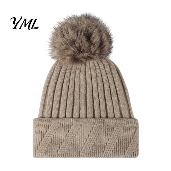 Cozy Knit Hats for Ponytails Winter Knitted Hat Women, Cold Weather Fleece Lined with Pom Breathable Warm Headwear Pom, Chunky Snow Hat, Soft