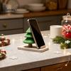 Christmas Desk Ornament Tree Phone Stand, 3D Printed Creative Holder for Cell Vertical Horizontal Stand Phone, Festive Holiday Desktop Decor