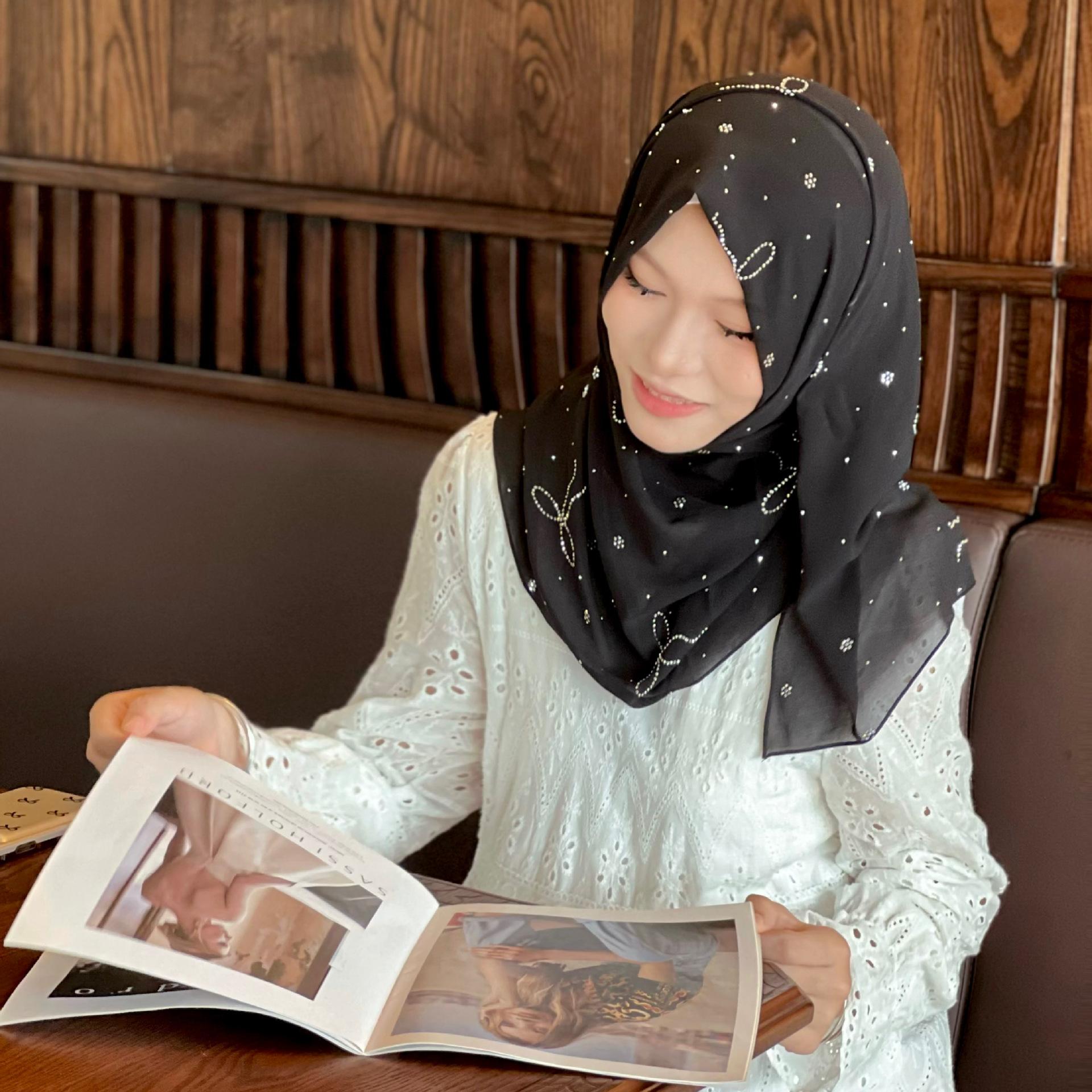 

Мягкая повязка на голову Кристальные шифоновые шали Модный платок Женщина 15