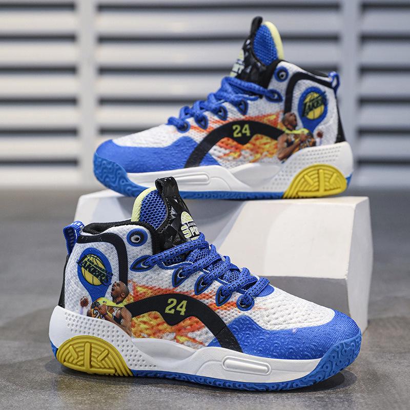 Boys' Soft-Soled Basketball Shoes, 2025 Spring/Autumn Kobe Shock-Absorbing Sports Boots for Big Kids & Primary Students