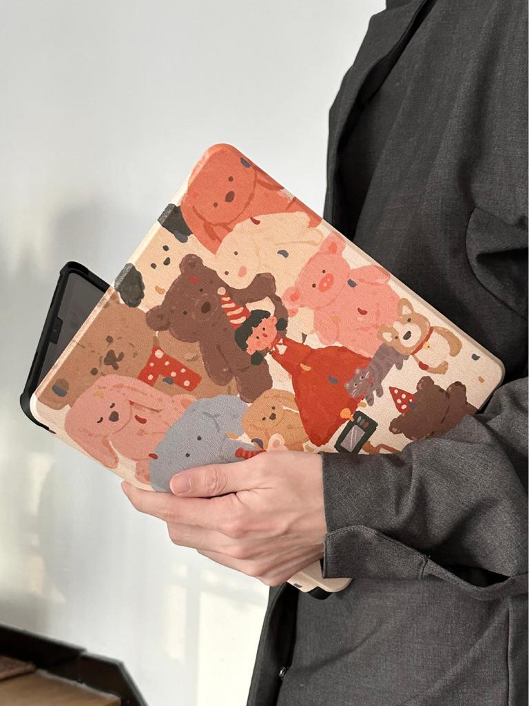 Rotating iPad Pro 2021 Case - Cute Cartoon Doll Design for Little Girls