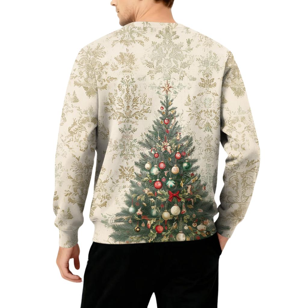Men's Round Neck Fleece-Lined Thick Warm Sweatshirt