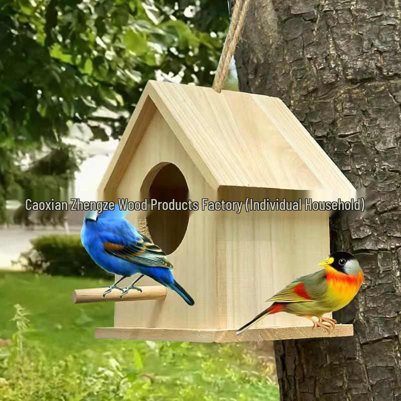 Outdoor Wooden Bird Breeding Box Nest - Real Wood Garden Shelter for Birds