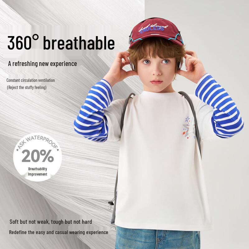 ASK JUNIOR Kids  Faux Two-Piece Long Sleeve T-Shirt 120