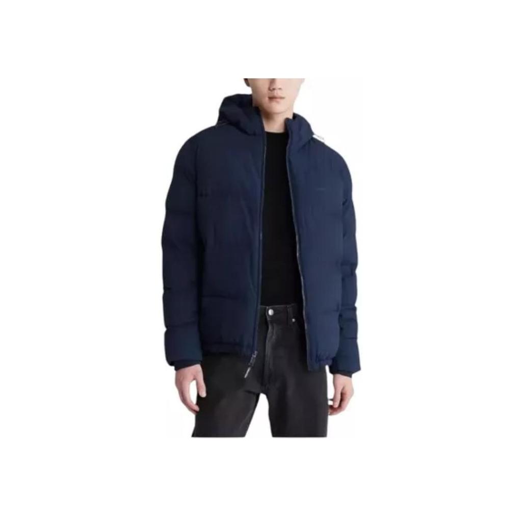 Calvin Klein Solid Color Hooded Zip-Up Long Sleeve Jacket Men jackets Navy-Blue 40QP526-410