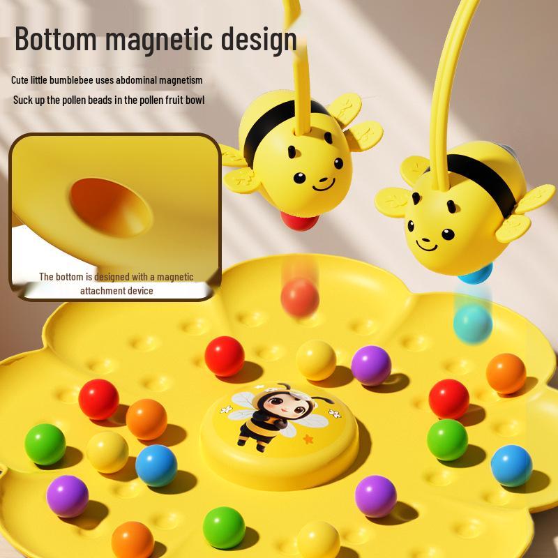 Little Bee Magnetic Bead-Catching Fishing Game - Educational Toy for Parent-Child Interaction  Ages 3-8