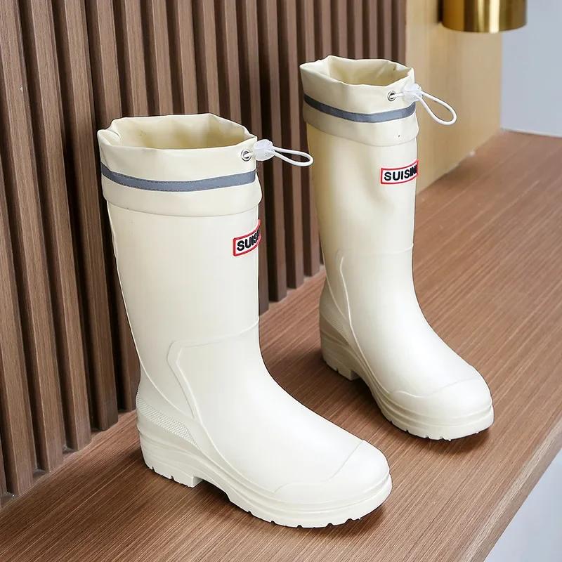 Fashion Women's Rain Boots Fashion Waterproof Shoes for Women High Quality Anti-slip Work Boots Comfor Platform Women Boots botas mujer