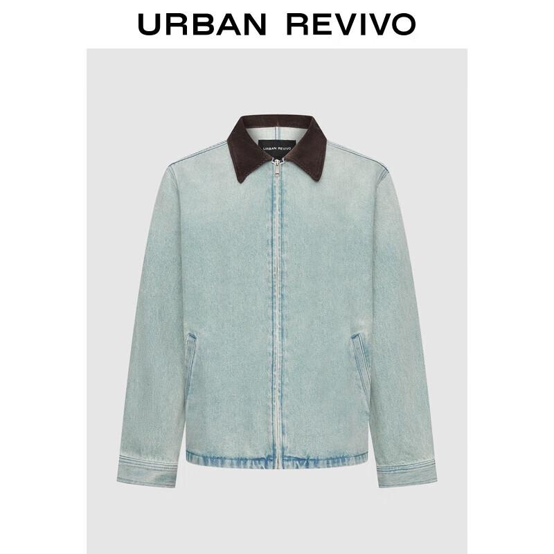 

UR Men s Patchwork Lapel Cotton Denim Jacket XS