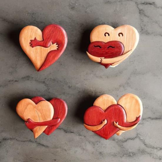 Walentynki Drewniane Serce Kieszonkowe Mini Serduszka Przytulanki Pamiątkowy Żeton z Kartką Romantyczny Prezent dla Par Rodziny Przyjaciół Kochanków