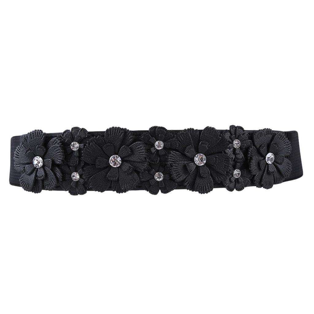 Women Belt Lady Fashion Flower Elastic Stretch Waist Belt Wide Elasticated Waistbands Girls Exquisite Stretchy Dress Accessories