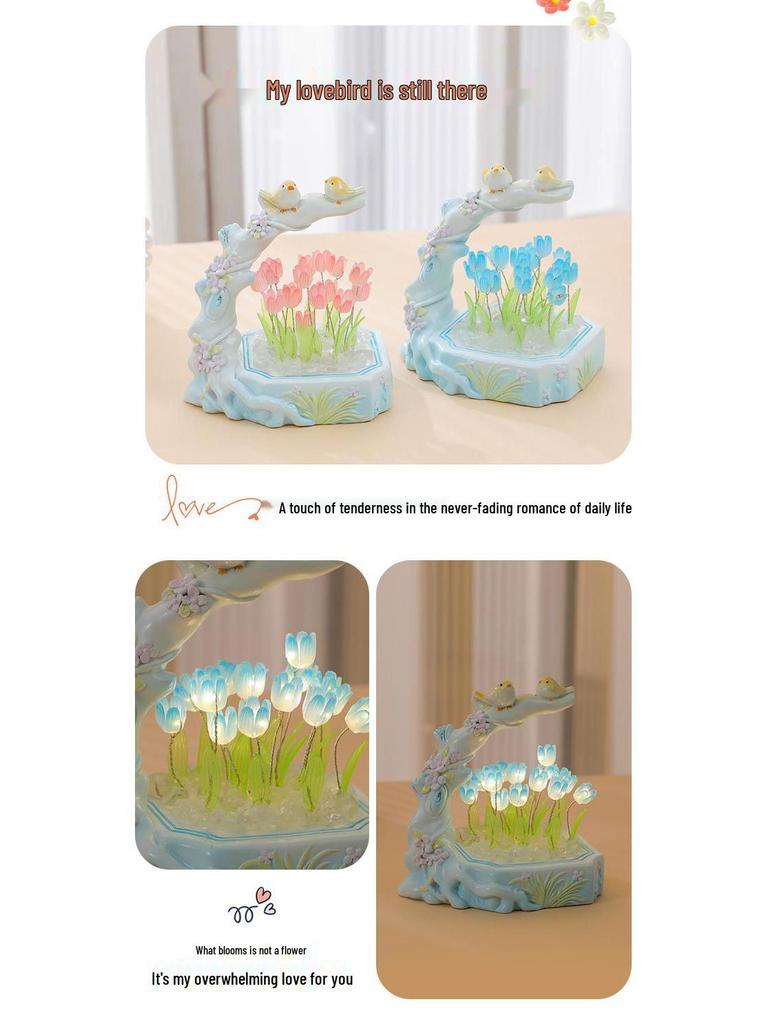 Tulip Handmade Resin Night Light: Creative DIY Ornament for Festivals and Desktop Decor