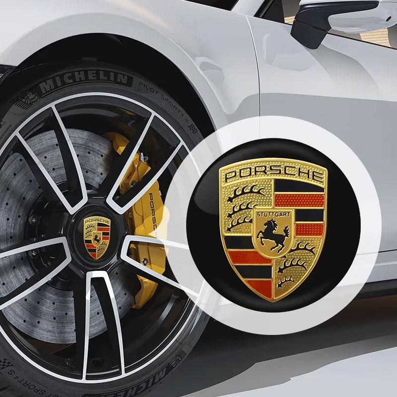 4Pcs 56MM Car Styling Wheel Center Hub Cap Stickers Accessories For Porsche 911 718 Taycan Panamera Cayenne Macan Boxster Cayman