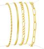 Waterproof Gold Bracelets Women 14K Gold Plated Stackable Bracelet Stack Set Paperclip Chain Snake Link Layered Jewelry Gifts