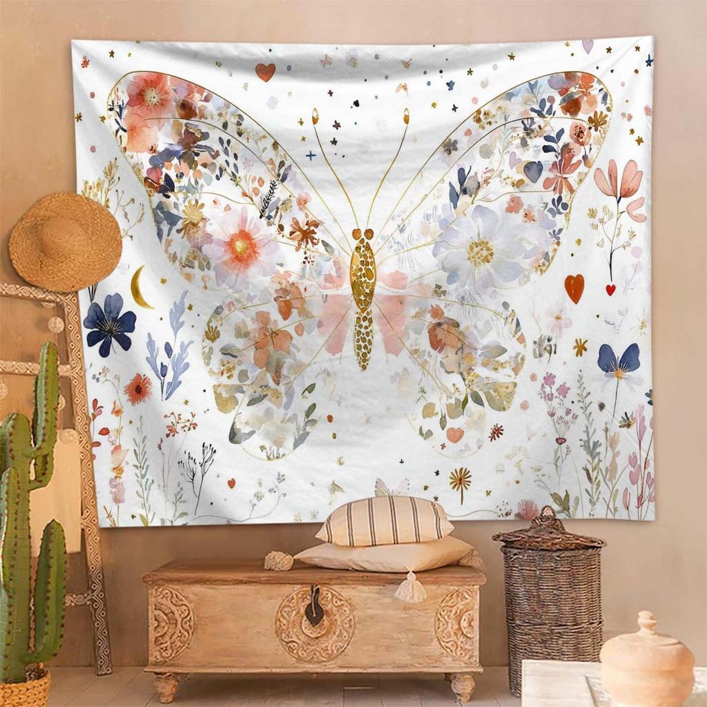 Bohemian Butterfly Floral Print Tapestry Living Room Bedroom Home Decor Butterfly Room Wall Decoration Wall Hanging