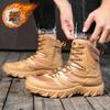 Autumn and winter high-top hiking shoes velvet snow boots thickened warm large cotton shoes large size outdoor field military boots