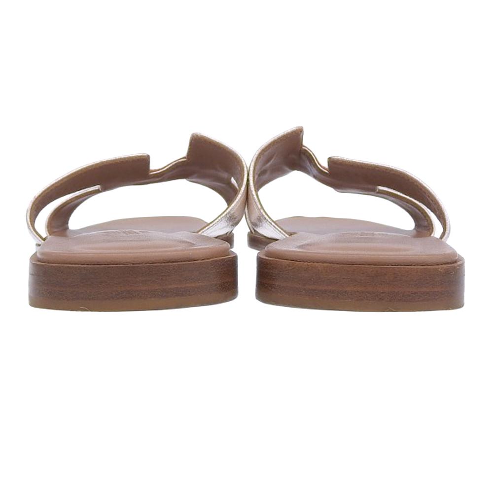 HERMES Oran leather sandals in metallic pink gold, size 37 1/2 shoes 37.5 Pink goldUsed