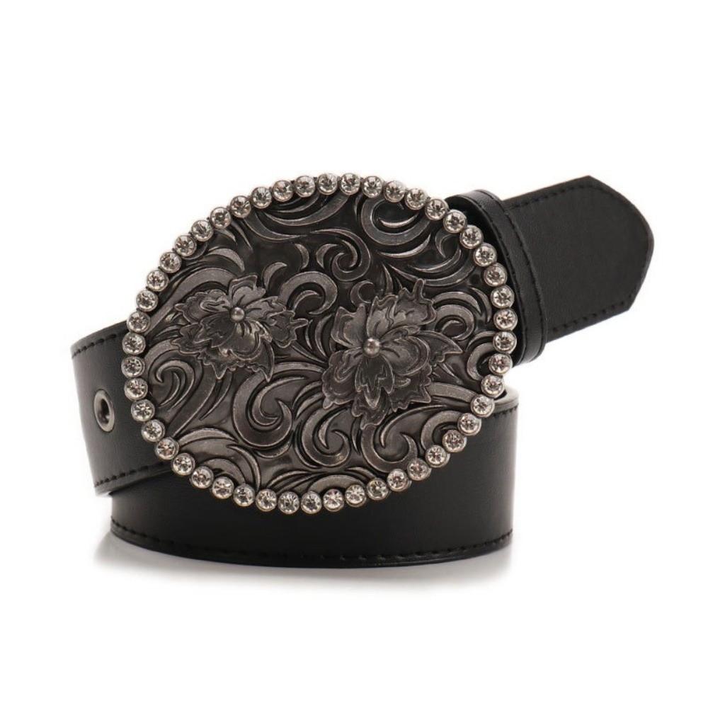 PU Leather Cowgirl Belts Vintage Country Belts Fashion Western Belt  for Jeans Pants Dresses