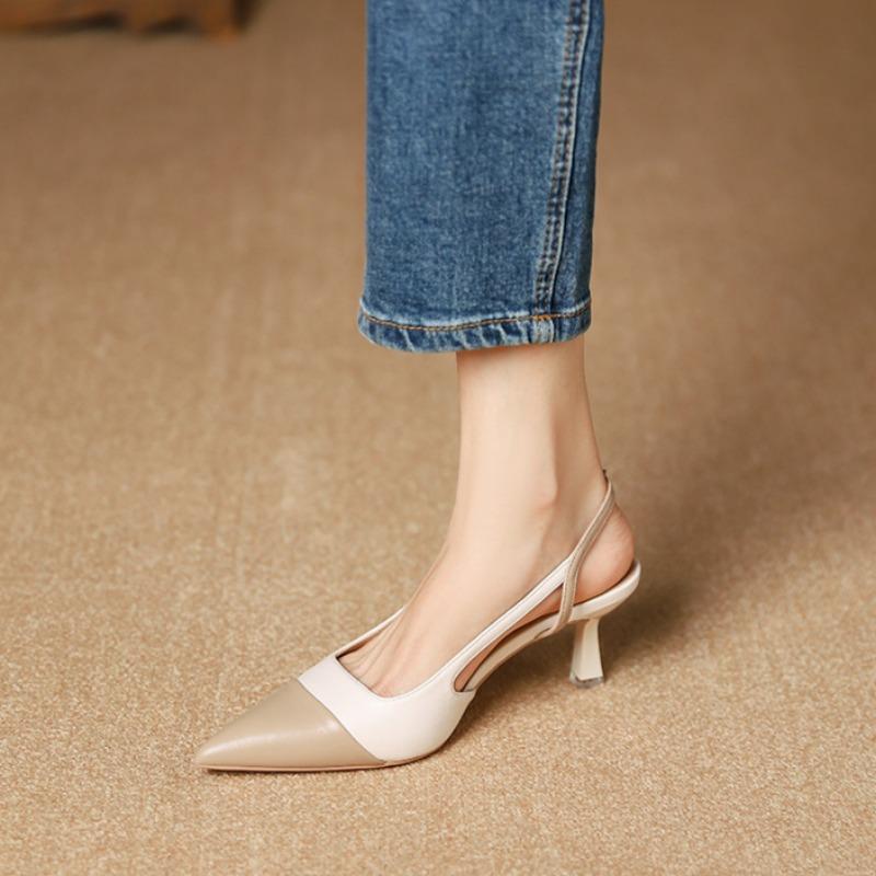 Back Empty Pointed High Heels French Stiletto Sandals Baotou Soft Sole Single Shoes