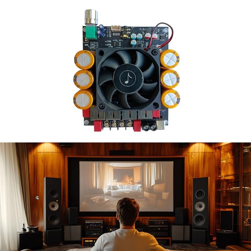 TPA3255 Double Channel Digital Power Amplifier Board 600W+600W 18V-50V Power Stereo Module with Fan for Car Vehicle