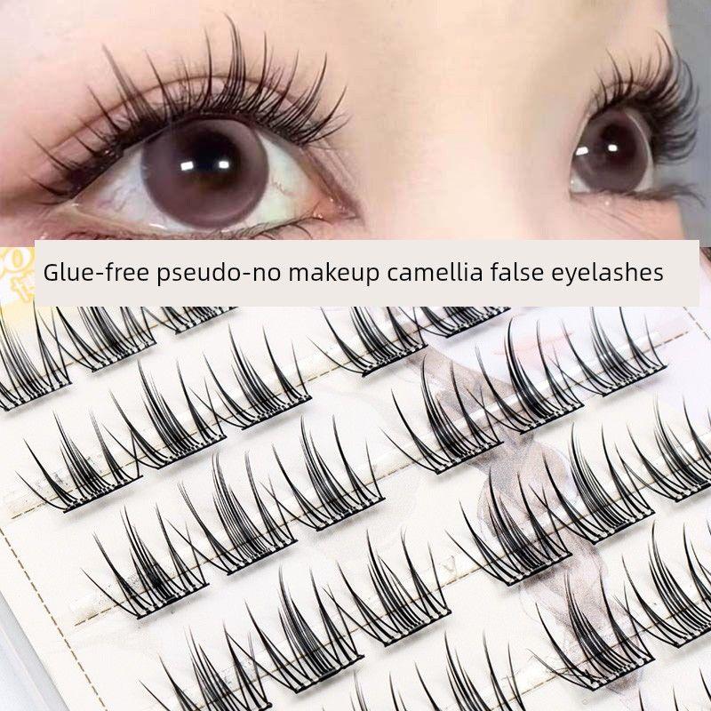 Dr. Eyelash Glue-Free Sunflower False Eyelashes Glue-Free Self-Adhesive Segmented Eyelash Stickers for Beginners Natural Simulation Glue-Free Camellia 6 Rows (No Tools)