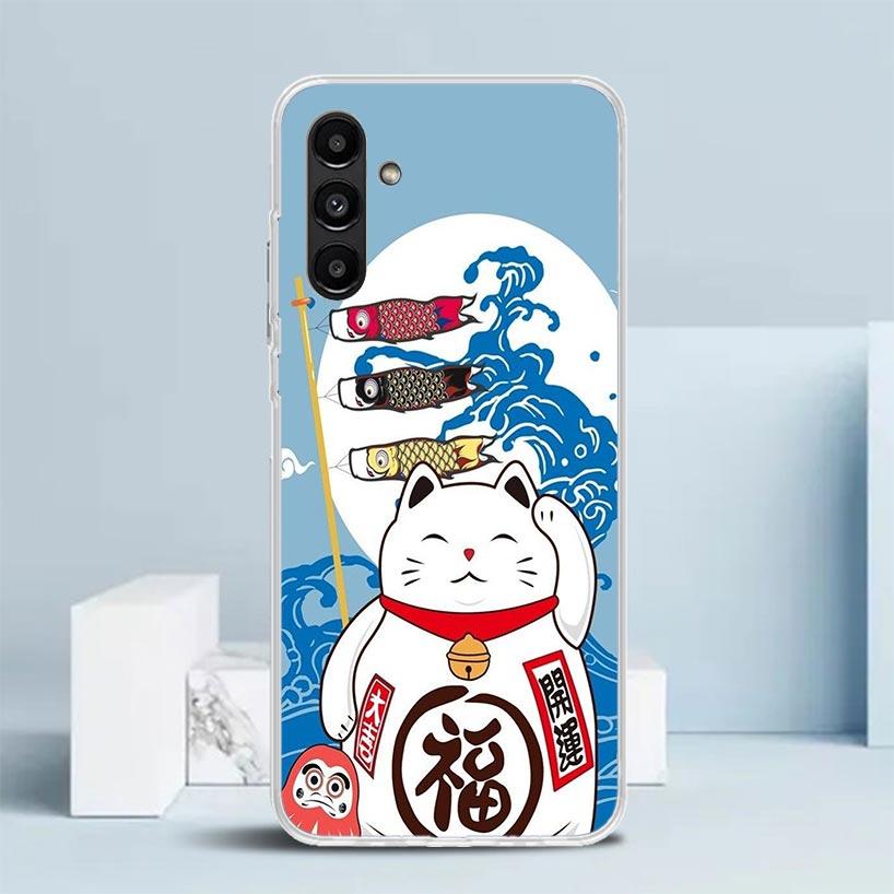 Lucky Cat Maneki Neko Japanese Cover for Samsung Galaxy A17 A37 A57 A16 A26 A36 A56 A15 A14 A55 Phone Case A13 A53 A25 A35 A24 A
