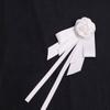 Elegant White Silk Bow Brooch For Women With Pearl Detailing For Formal Wear